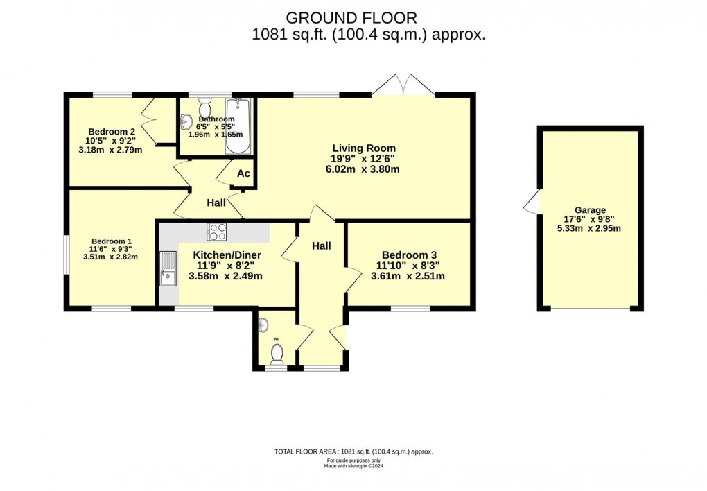 Floorplan for Windsor Close, Cullompton